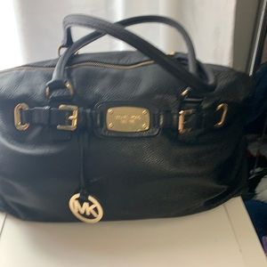 Michael Kros Large Black Pebble Leather Handbag
